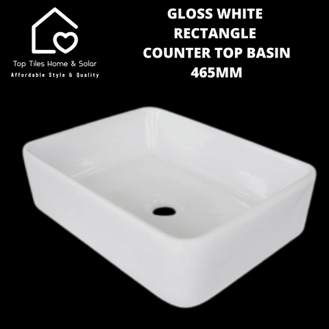 Gloss White Square Counter Top Basin - 465mm