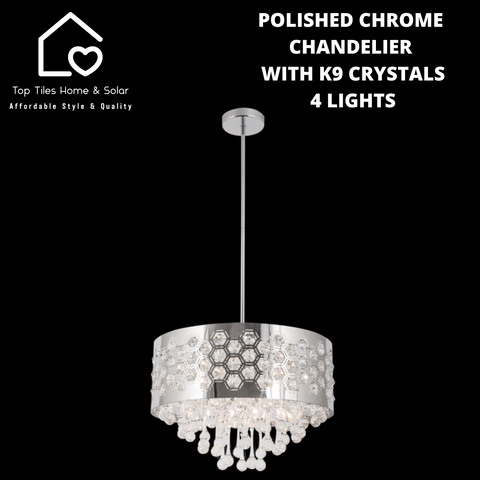 Polished Chrome Chandelier With K9 Crystals - 4 Lights
