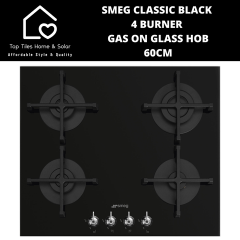 Smeg Classic Black 4 Burner Gas on Glass Hob - 60cm