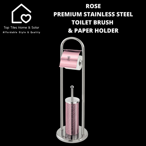 Rose Premium Stainless Steel Toilet Brush & Paper Holder