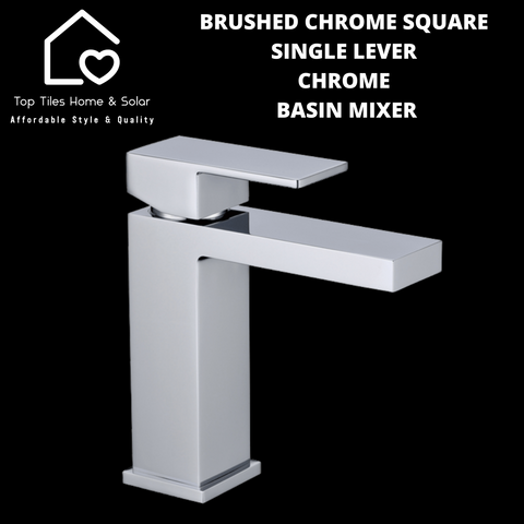 Brushed Chrome Square Single Lever Chrome Basin Mixer