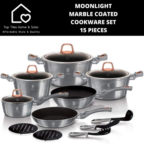Moonlight Marble Coated Cookware Set - 15 Pieces