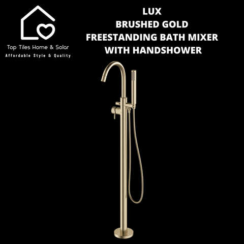 Lux Brushed Gold Freestanding Bath Mixer With Handshower