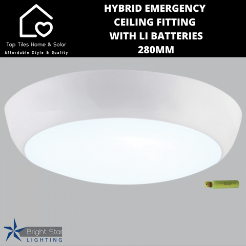 Hybrid Emergency Ceiling Fitting With Li Batteries  - 280mm