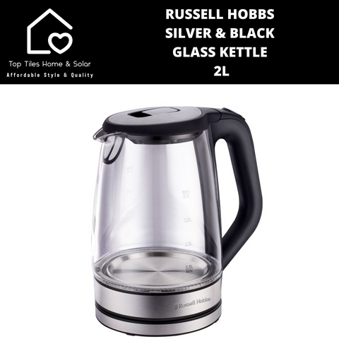 Russell Hobbs Silver & Black Glass Kettle - 2L