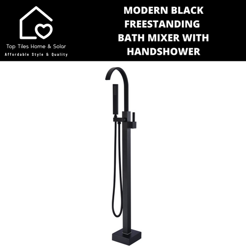 Modern Black Freestanding Bath Mixer With Handshower