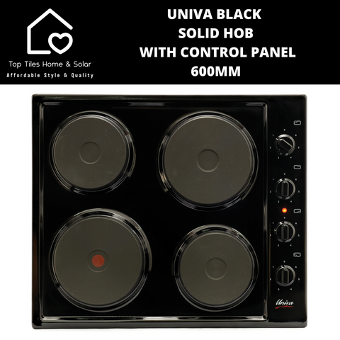 Univa Black Solid Hob with Control Panel - 600mm