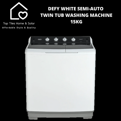 Defy White Semi-Auto Twin Tub Washing Machine - 15kg DTT152