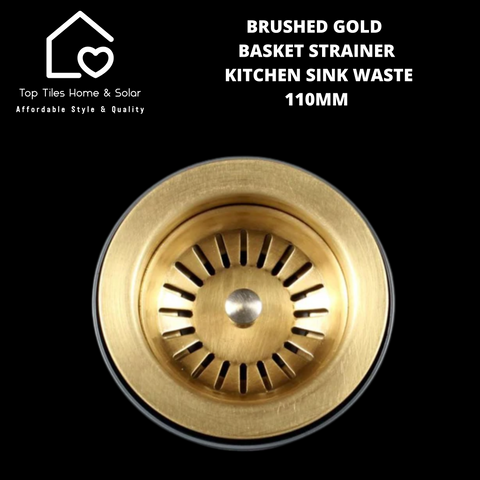 Brushed Gold Basket Strainer Kitchen Sink Waste - 110mm