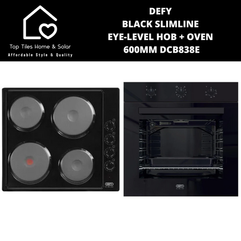 DEFY Black Slimline Eye-Level Hob + Oven - 600mm DCB838E