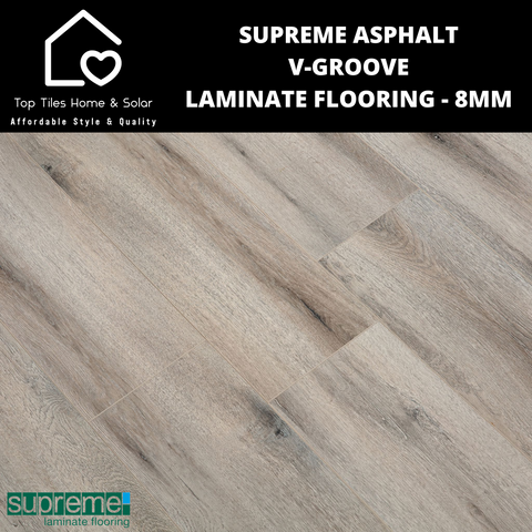 Supreme Asphalt V-Groove Laminate Flooring - 8mm