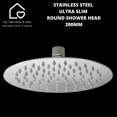 Stainless Steel Ultra Slim Round Shower Head - 200mm
