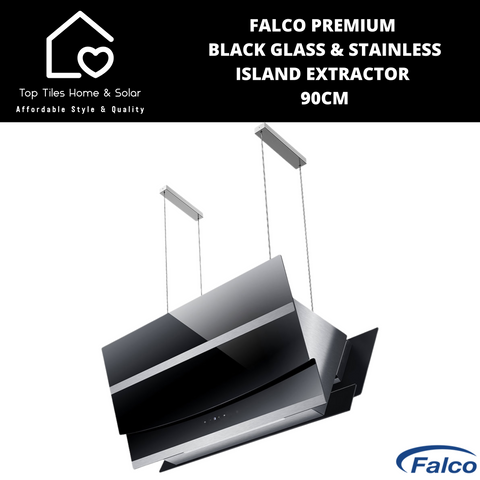 Falco Premium Black Glass & Stainless Island Extractor - 90cm