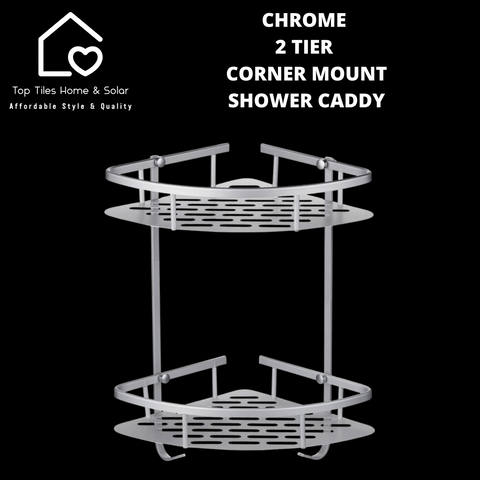 Chrome 2 Tier Corner Mount Shower Caddy