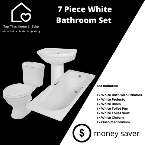 7 Piece White Bathroom Set -  Combo