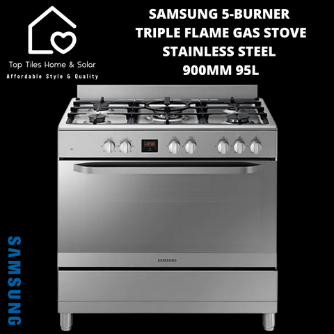 Samsung 5-Burner Triple Flame Gas Stove Stainless Steel - 900mm 95L