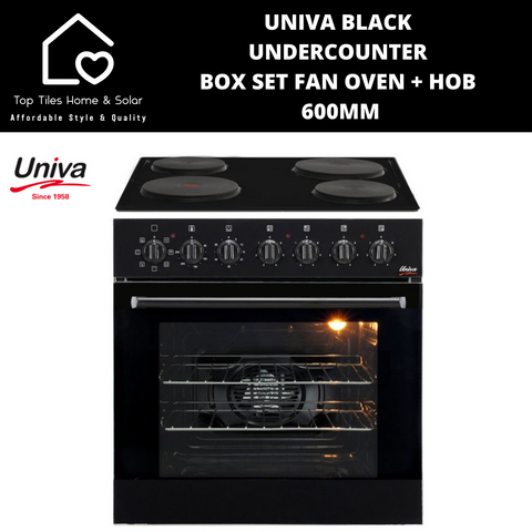 Univa Black Undercounter Box Set Fan Oven + Hob - 600mm