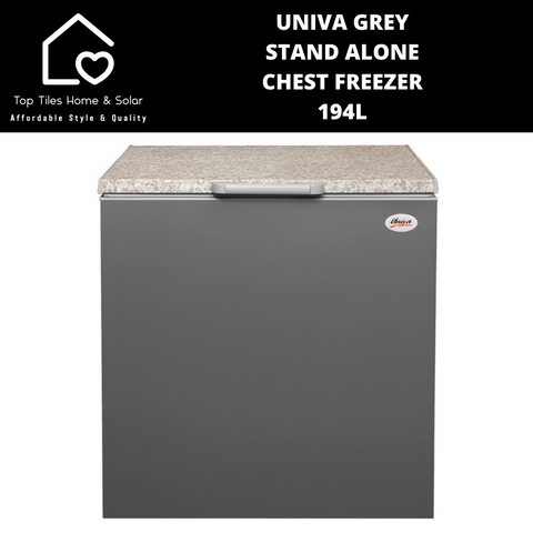 Univa Grey Stand Alone Chest Freezer - 194L