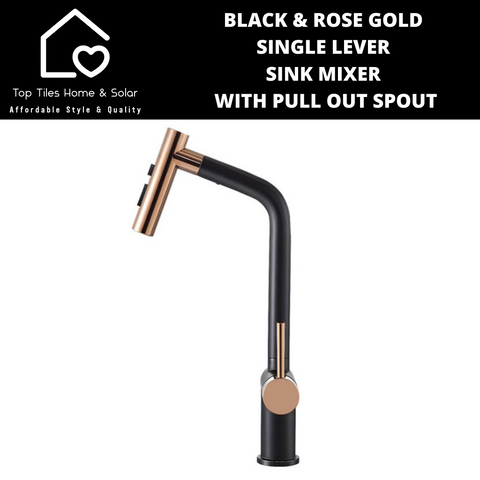 Black & Rose Gold Single Lever Sink Mixer With Pull Out Spout