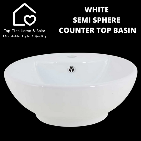 White Semi Sphere Counter Top Basin - 455mm