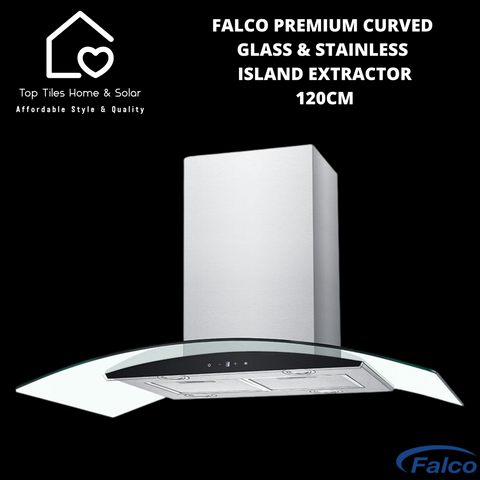 Falco Premium Curved Glass & Stainless Island Extractor - 120cm