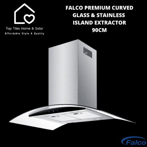 Falco Premium Curved Glass & Stainless Island Extractor - 90cm