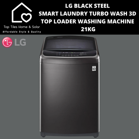 LG Black Steel Smart Laundry Turbo Wash 3D Top Loader Washing Machine - 21kg