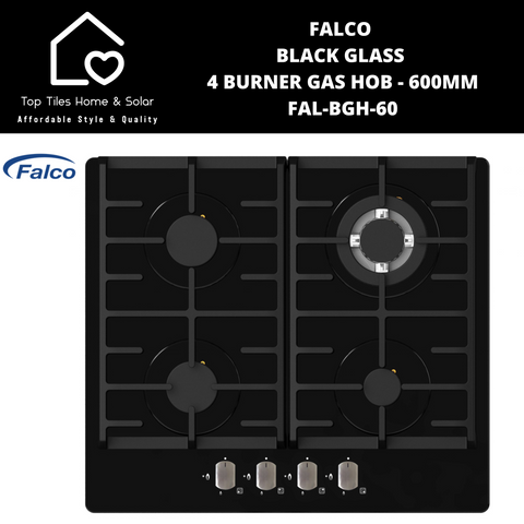 Falco Black Glass 4 Burner Gas Hob - 600mm FAL-BGH-60