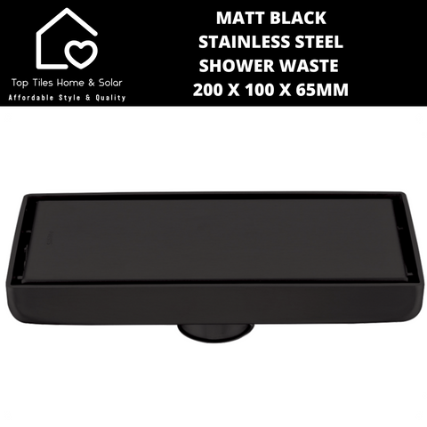 Matt Black Stainless Steel Shower Waste - 200 x 100 x 65mm