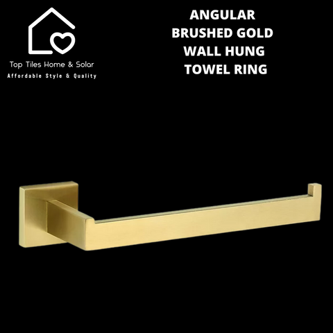 Angular Brushed Gold Wall Hung Towel Ring