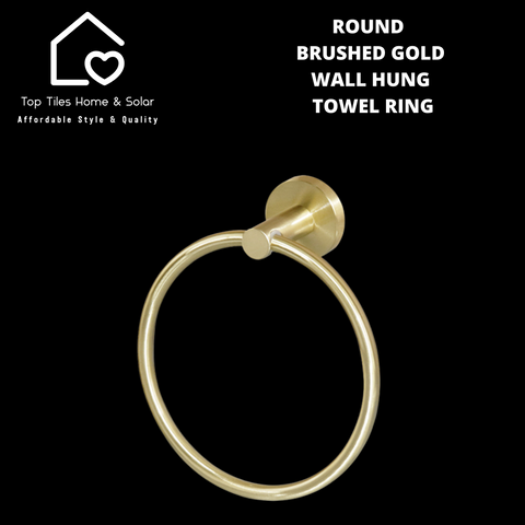 Round Brushed Gold Wall Hung Towel Ring