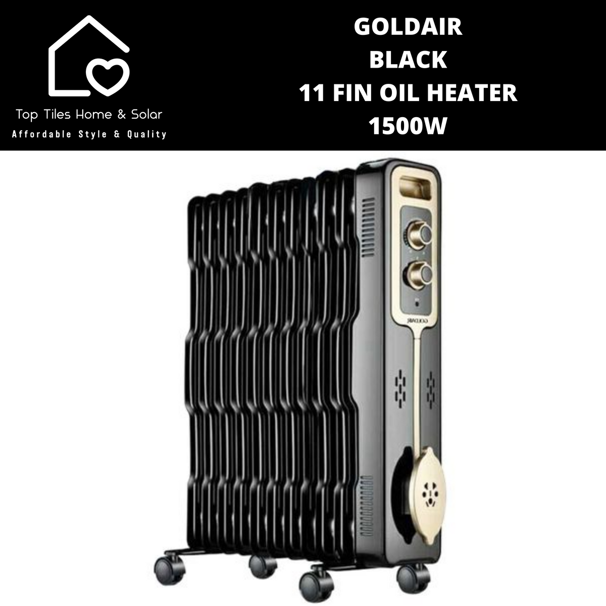 Goldair Black 11 Fin Oil Heater - 1500W – Top Tiles Home u0026 Solar