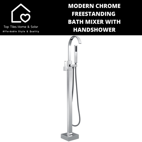 Modern Chrome Freestanding Bath Mixer With Handshower
