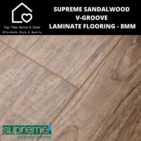Supreme Sandalwood V-Groove Laminate Flooring - 8mm