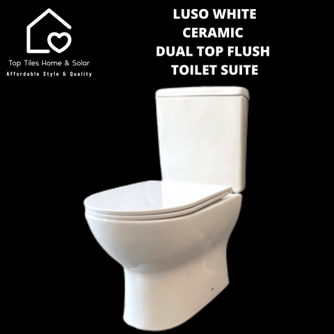 Luso White Ceramic Dual Top Flush Toilet Suite