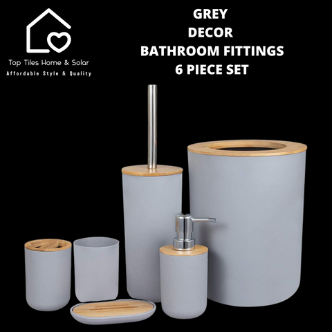 Grey Decor Bathroom Fittings - 6 Piece Set