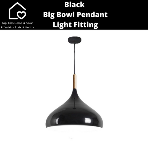 Black Big Bowl Pendant Light Fitting