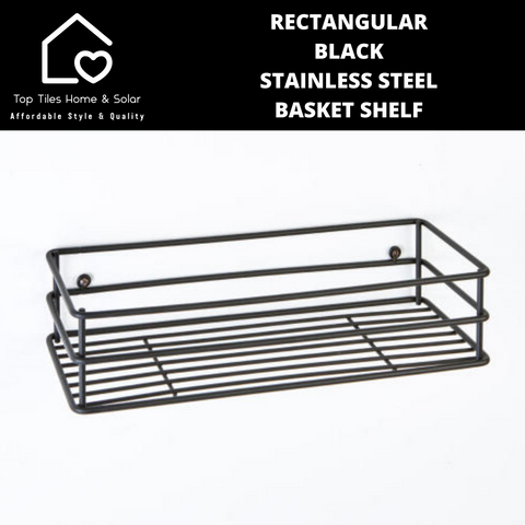 Rectangular Black Stainless Steel Basket Shelf