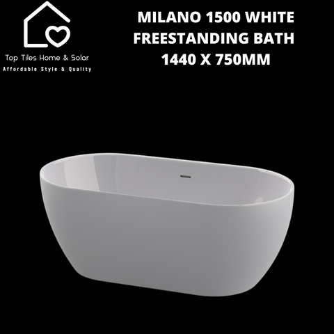 Milano 1500 White Freestanding Bath - 1440 x 750mm
