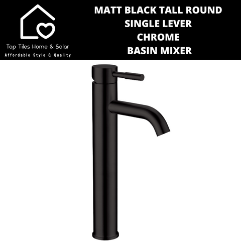 Matt Black Tall Round Single Lever Basin Mixer