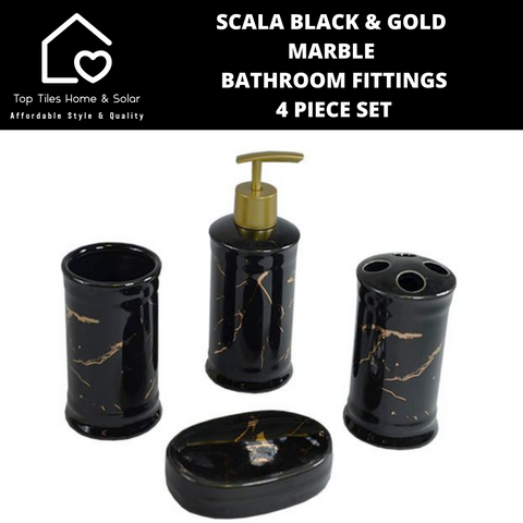 Scala Black & Gold Marble Bathroom Fittings - 4 Piece Set