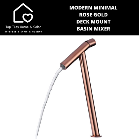 Modern Minimal Rose Gold Deck Mount Basin Mixer