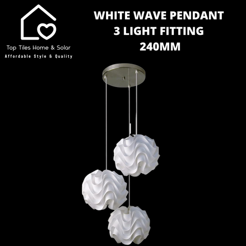 White Wave Pendant 3Light Fitting - 240mm