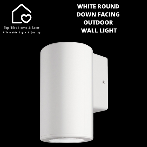 White Round Down Facing Outdoor Wall Light