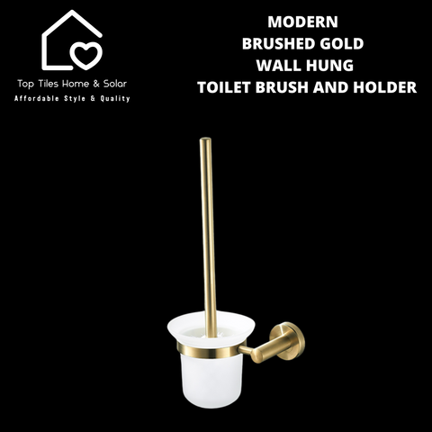 Modern Brushed Gold Wall Hung Toilet Brush and Holder