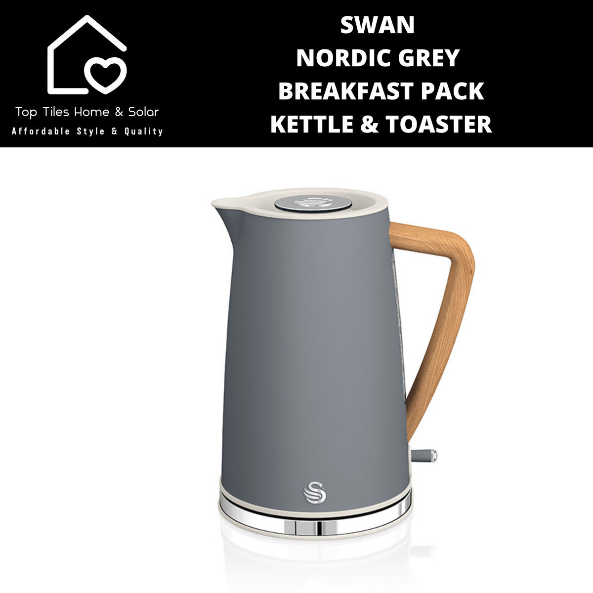 Swan Nordic Grey Breakfast Pack Kettle Toaster Top Tiles