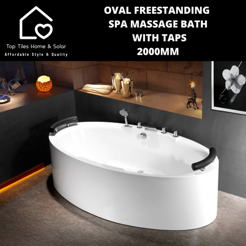 Oval Freestanding Spa Massage Bath with Taps - 2000mm