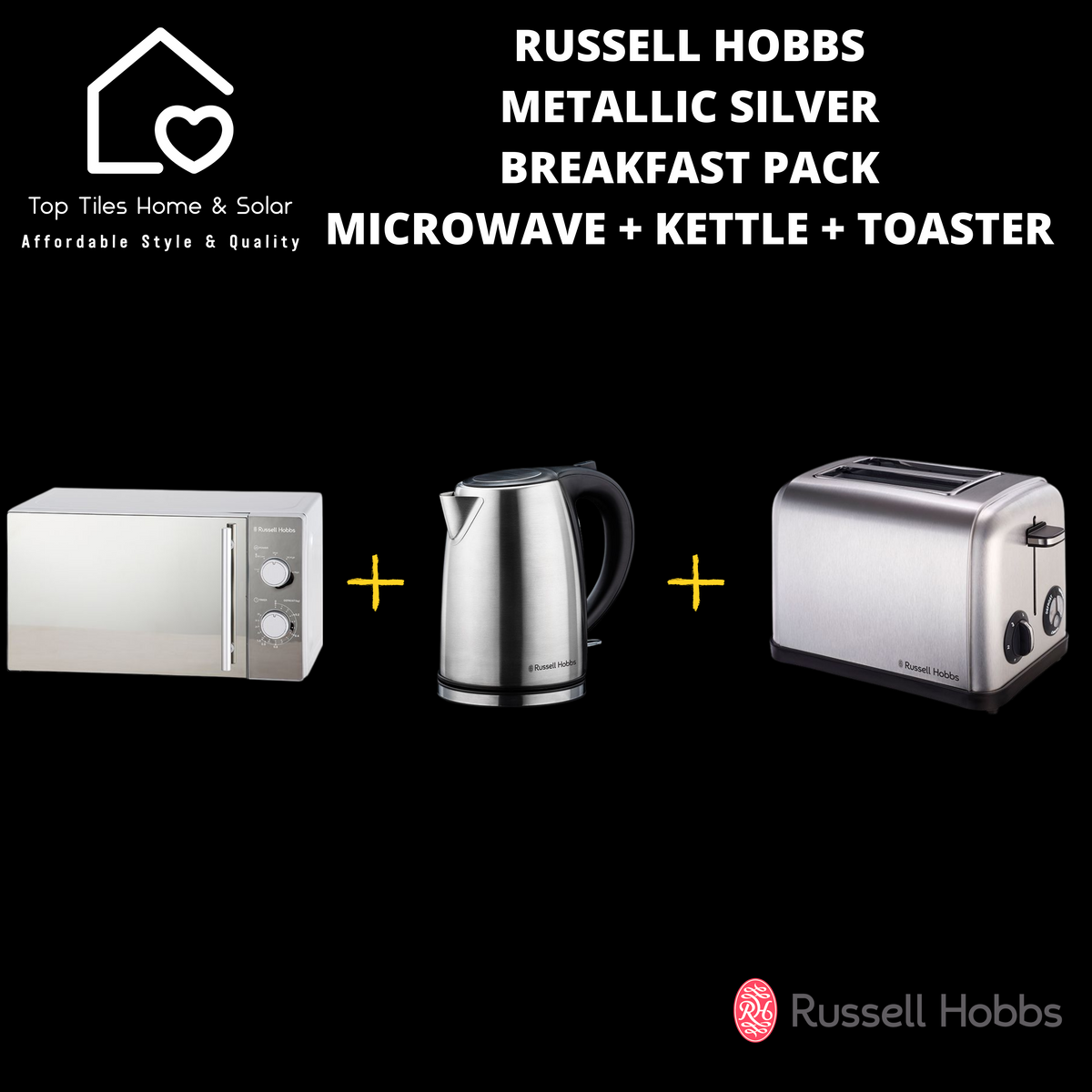 Russell Hobbs Metallic Silver Breakfast Pack Top Tiles Home & Solar