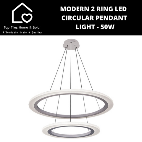Modern 2 Ring LED Circular Pendant Light - 50W