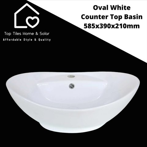 Oval White Counter Top Basin - 585x390x210mm